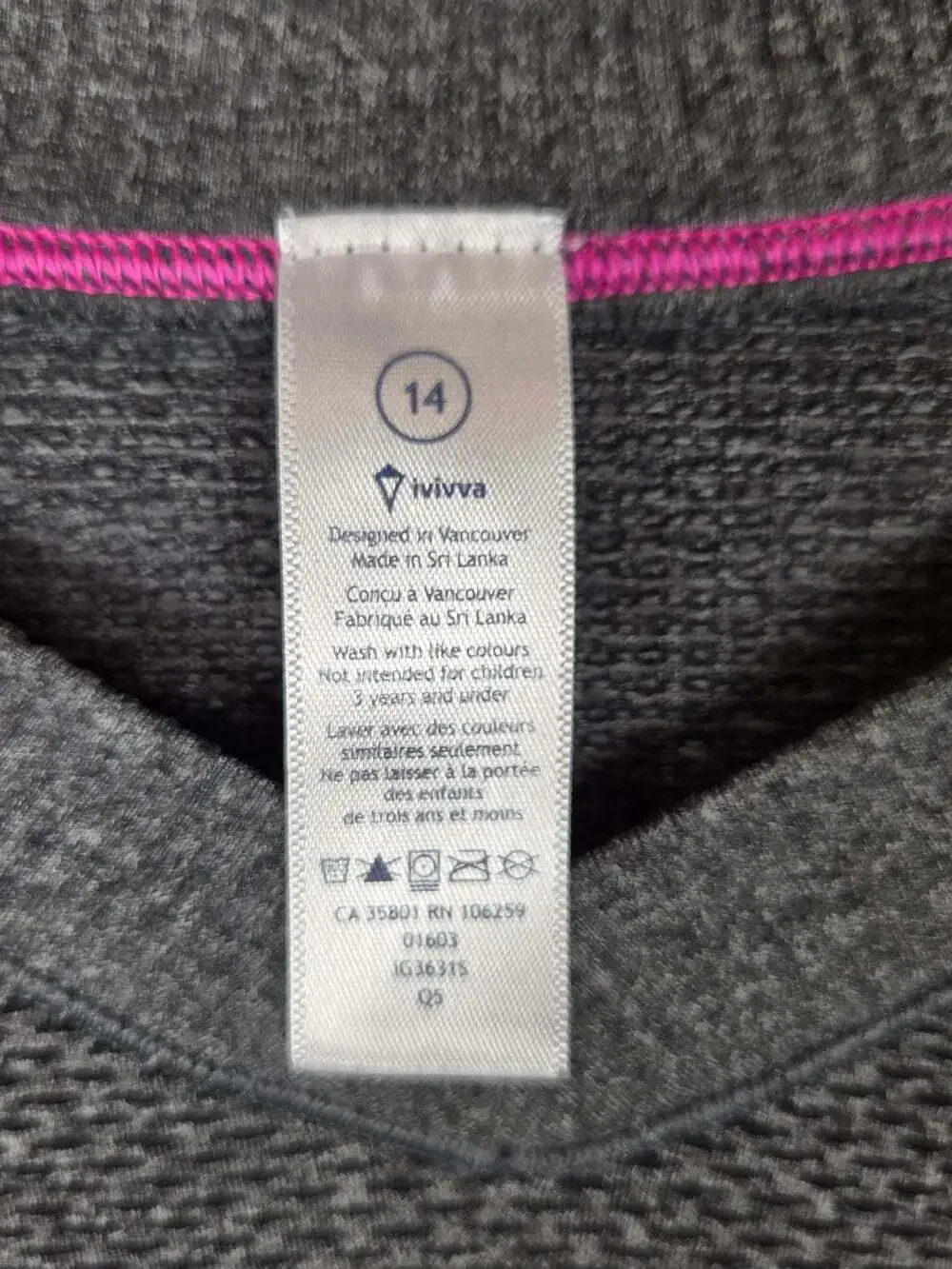 Ivivva by Lululemon Girls 14 Gray Seamless Long Sleeve Athletic Top Thumbholes
